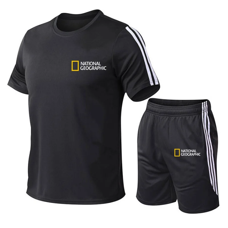 

2021 Summer Mens Two Piece Sets Shorts Sweatsuit Men Tracksuit Training Sportwear Man Tee Shirt Summer Clothing quick drying