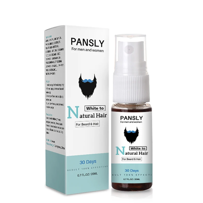 

White Beard Hair To Natural Color Spray Unisex Herbal Cure Treatment Tonic Growth Essence Serum Hair Beard Care