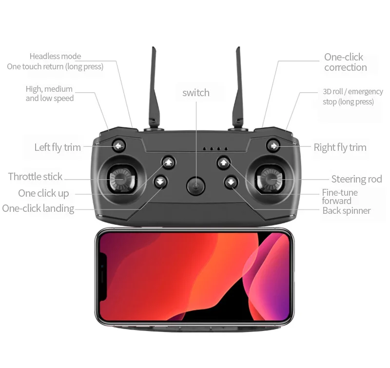 

Mini Drone 4k HD Wide Angle Camera 1080P WiFi fpv Drone Quadcopter Real-time transmission Helicopter Toys