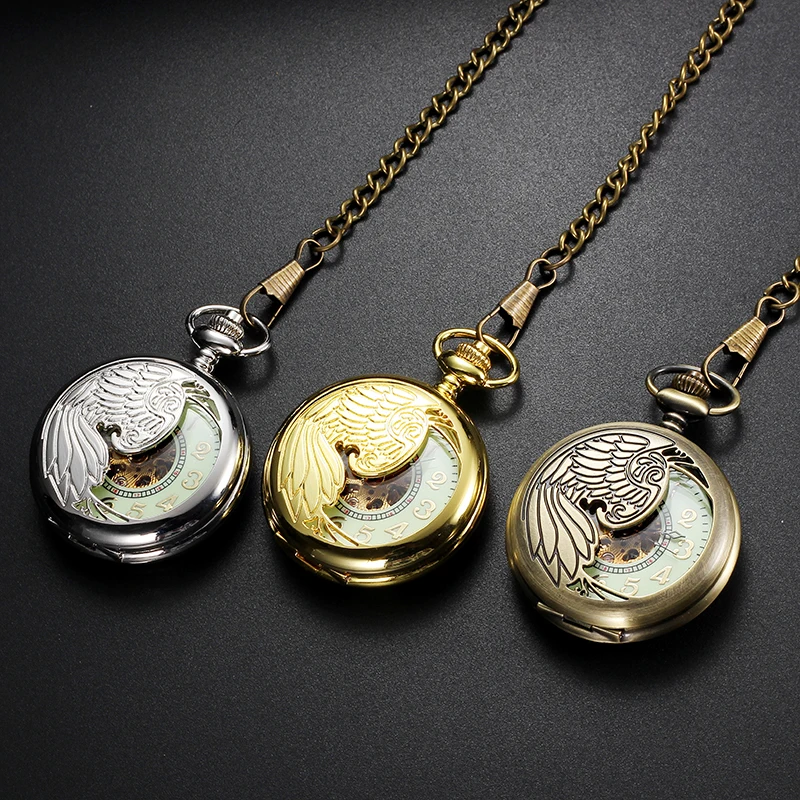 

Fashion Hollow Skeleton Design MenWomen Pocket WatchTransparent Back Cover Luminous Dial Pocket Watch Automatic WindPocket Watch