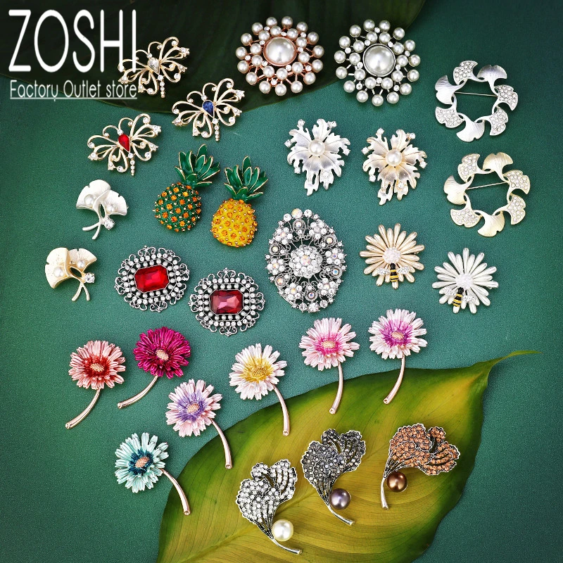 Винтажная Женская/Мужская брошь в виде листьев маргаритки ананаса модная