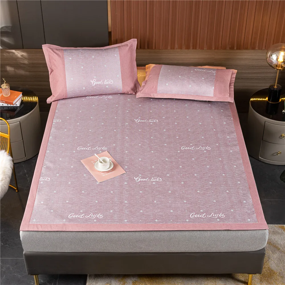 

Cooling Fiber Mat Folding Sleeping Bed Pad Washable Bed Sheet Set 2/3pcs Breathable Bedspread Pillowcases Summer