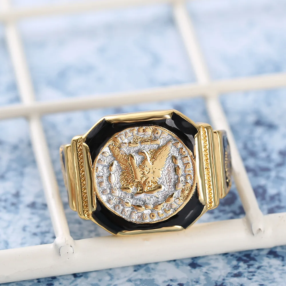 Винтаж золото Цвета Морган кольца с изображением Орла для Для мужчин мотоцикл