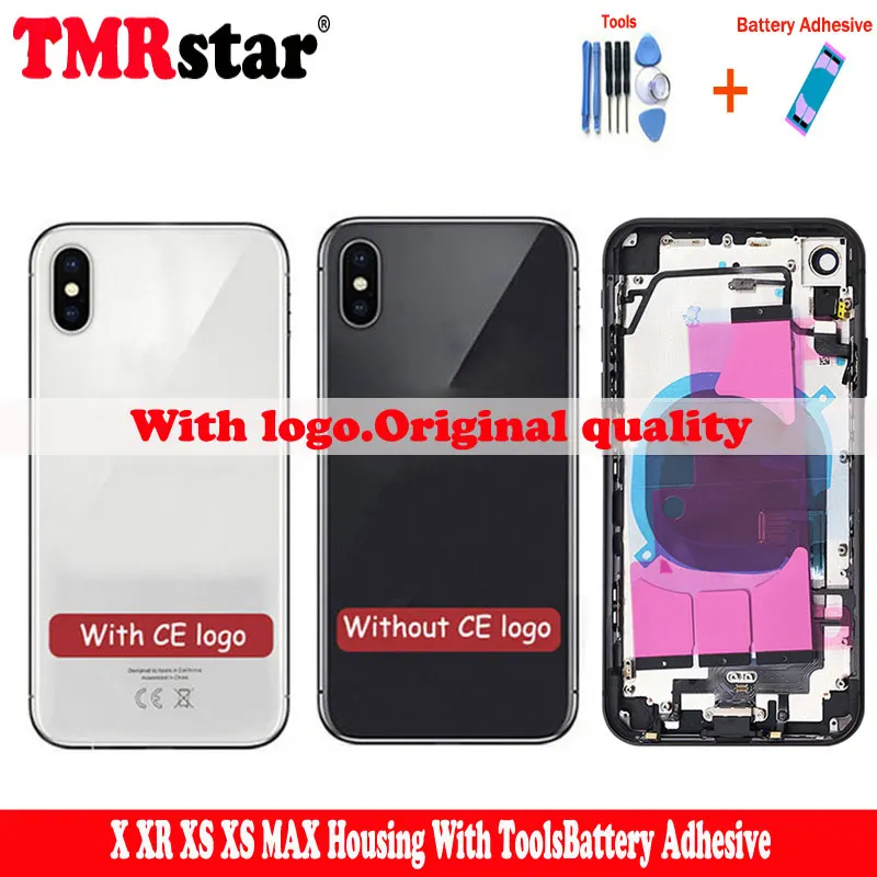 Задняя крышка для iphone X / XR XS Max задняя средняя рама Корпус в сборе аккумулятора с