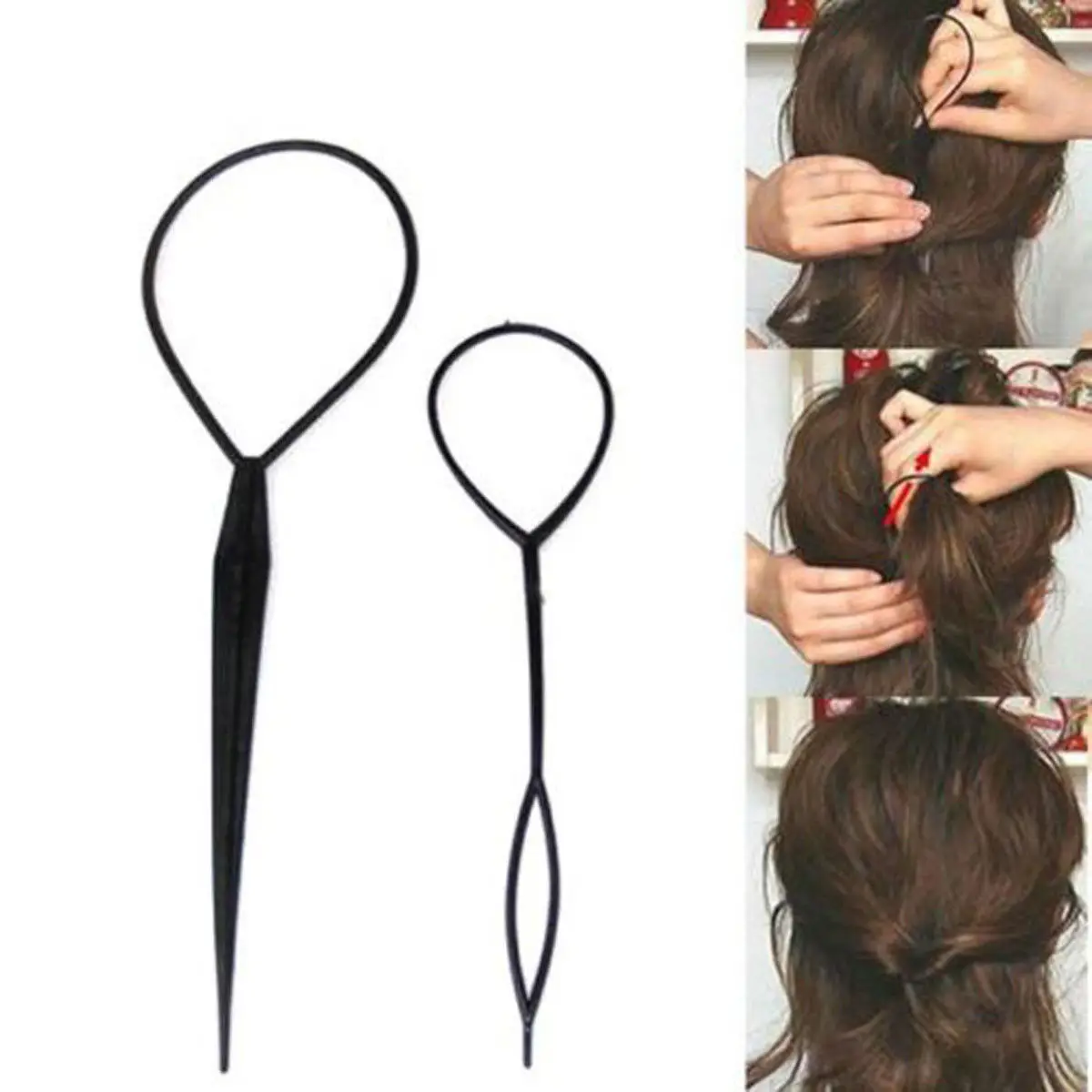 

2Pcs Fashion Hair Accessory Maker Styling Topsy Tail Hair Braid Ponytail Magic Hair Twist Styling Plastic Hairstyle Braid Makeup