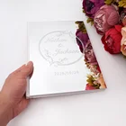 Пользовательская акриловая зеркальная гравировка деревенская Свадебная Гостевая книга с белой пустой страницей Персонализированная для событий и вечерние