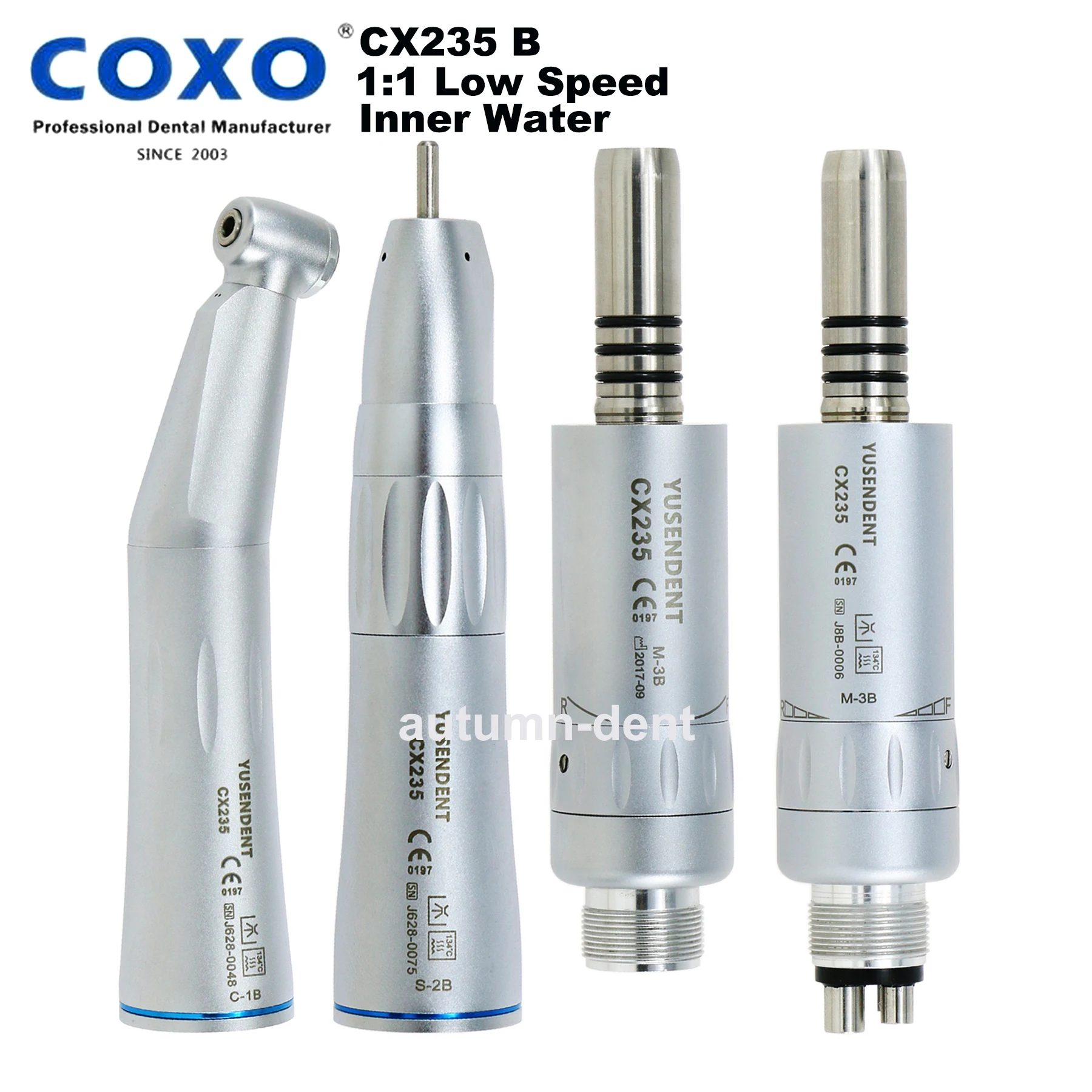 

COXO YUSENDENT Dental 1:1 Inner Water Low Speed Contra Angle Handpiece Air Motor 2 4 Holes Fit For ISO E type NSK KAVO