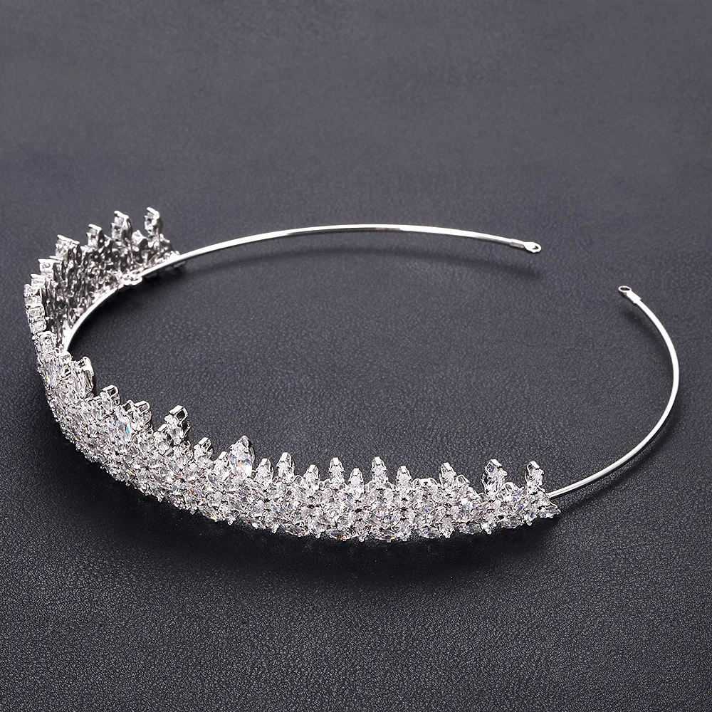 jankelly Fashion Ladies Wedding Headpieces With cube zircon Wholesale Bridal Hair Accessories Headdress Bridal Hair Tiaras