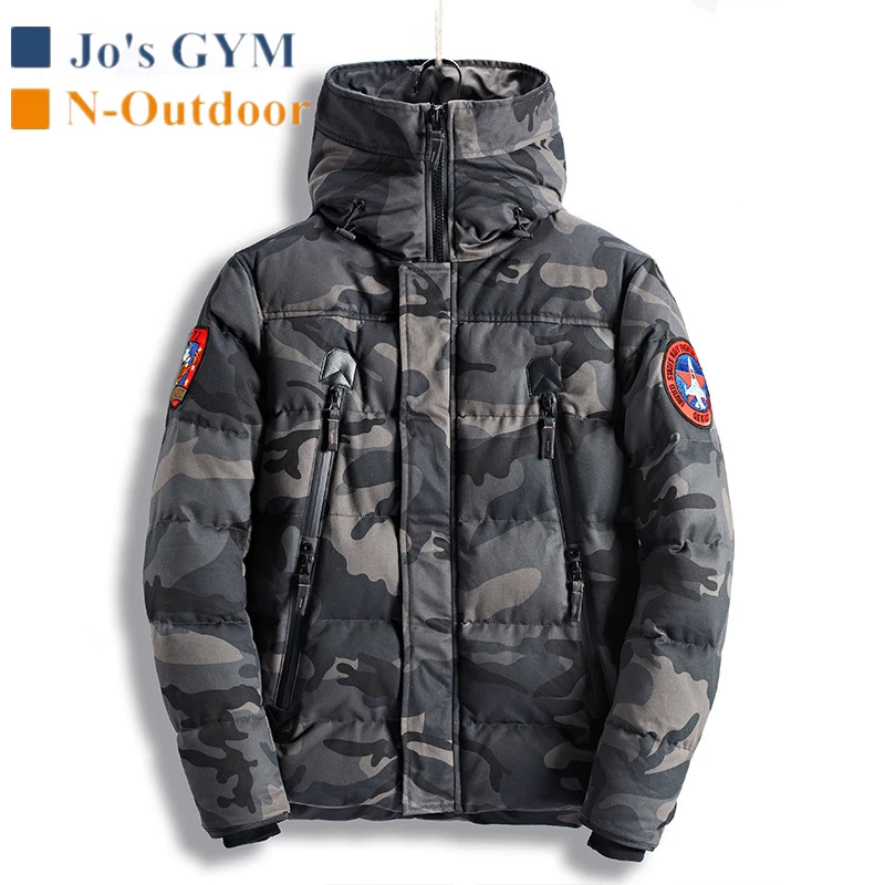 Camouflage Gray Новая камуфляжная армейская зимняя куртка мужская модная Военная Повседневная Толстая хлопковая куртка спортивная походная куртка с капюшоном Лыжная куртка мужская - Цвет: Camouflage Gray