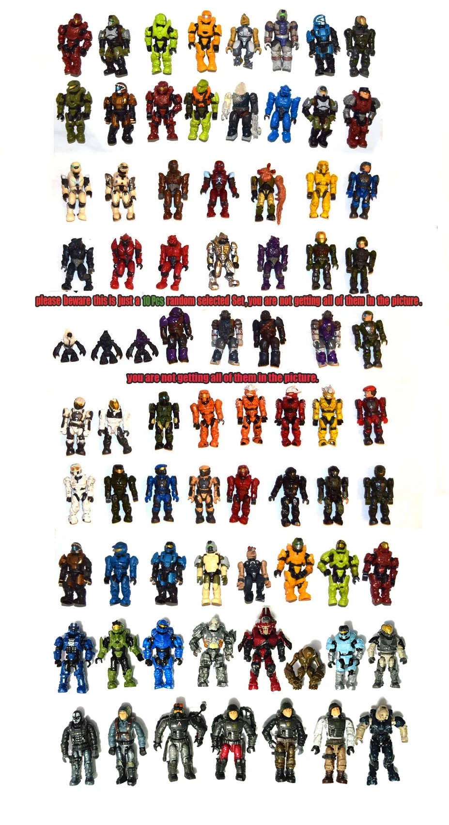 Набор из 10 случайных фигурок Mega Bloks Master Cheif Spartan хрюкающие грубые арбитры элитные