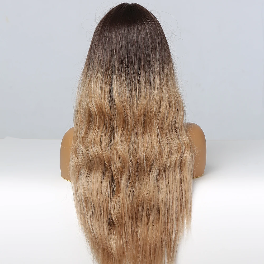 Черно коричневые длинные волнистые парики GEMMA с эффектом омбре для чернокожих