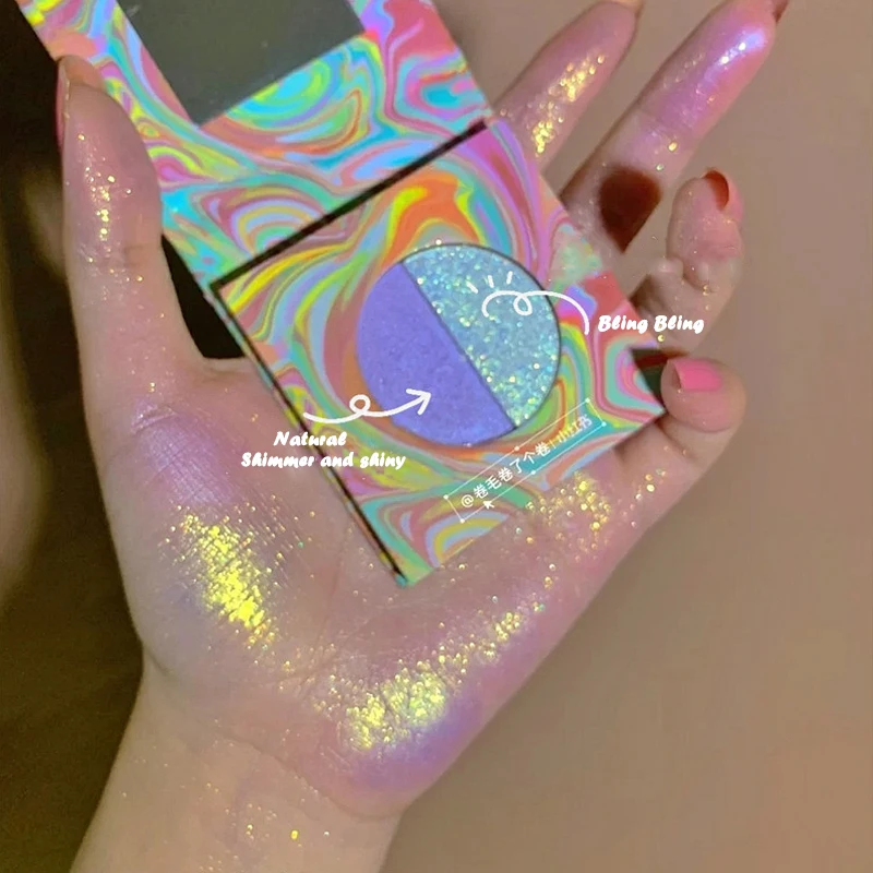 Дьявол двухцветный мерцающий и сияющий хайлайтер пудра глиттер палитра