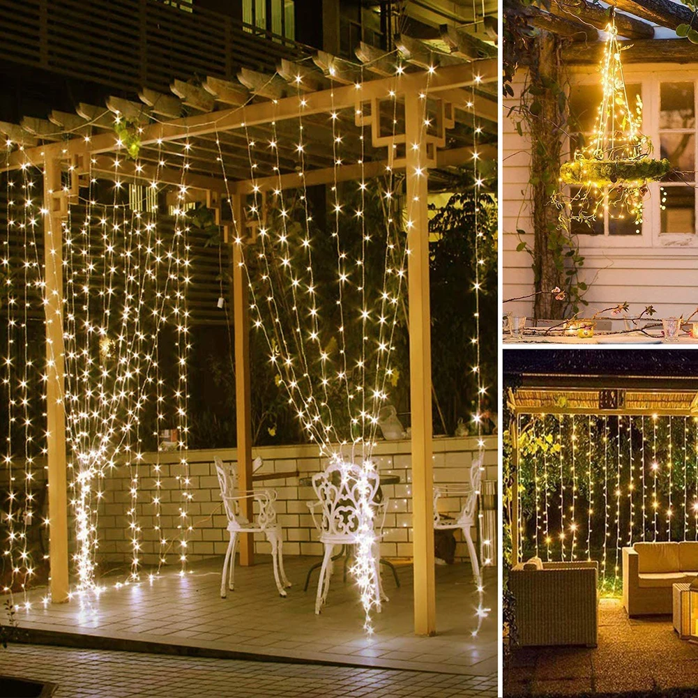 

300LED String Lights USB Powered Warm White 8 Modes Remote Control Waterproof for Holiday Christmas Party Window Curtain Decor