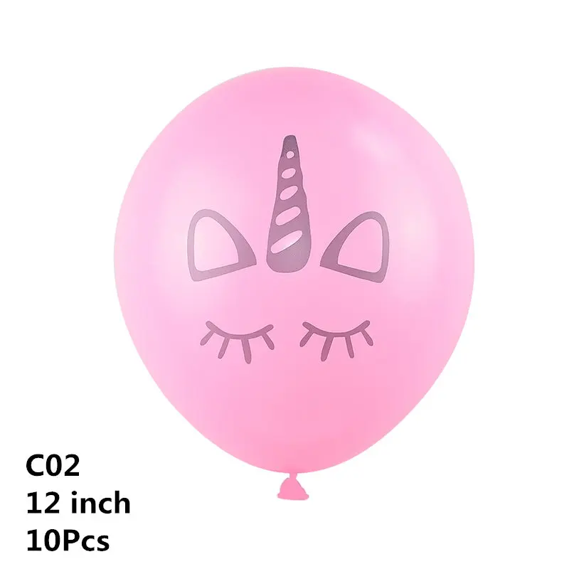10pcs-C02 10 шт. 12 дюймов Единорог латексные шары Набор DIY мультфильм Лошадь Единорог шары принцесса день рождения украшения свадебные шары - Цвет: 10pcs-C02