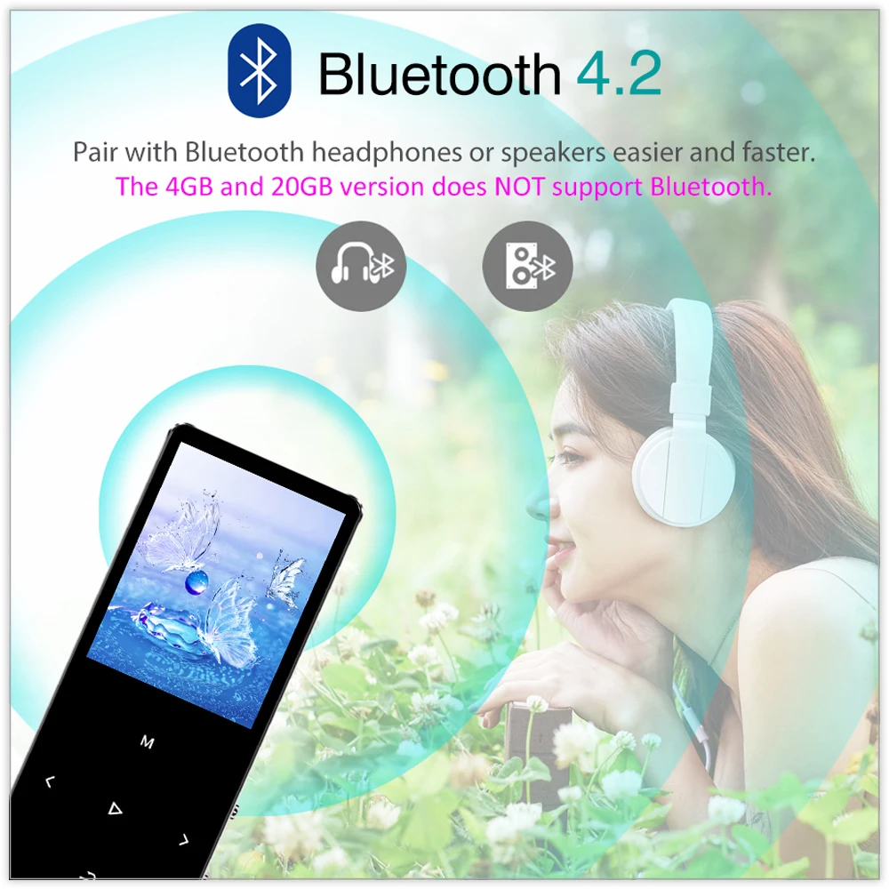 REDANT MP3 плеер Bluetooth hifi без потерь миниатюрный проигрыватель с fm радио наушники