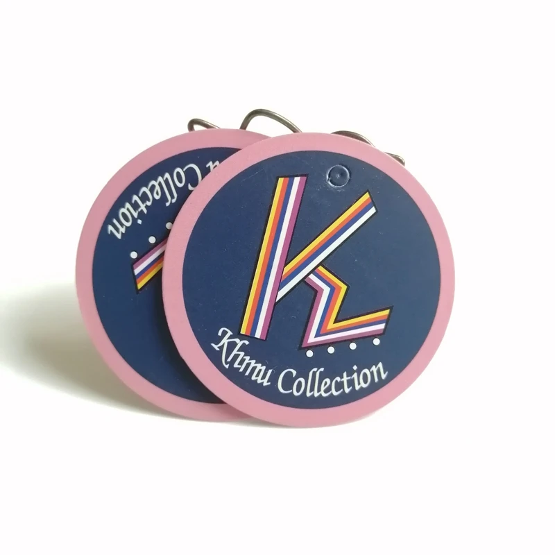 Модная печатная бирка с логотипом высечки круглой формы ценник на заказ этикетки