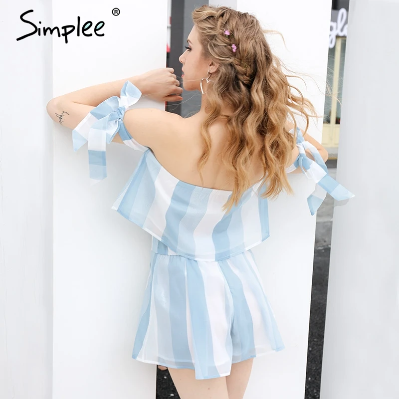 Женская блузка Simplee в полоску с бантом повседневный топ из органзы открытыми