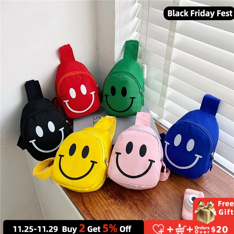 

Cute Children's Small Shoulder Messenger Bag Fashion Baby Kids Smiley Chest Bags Cartoon Coin Purse Handbags for Boys and Girls