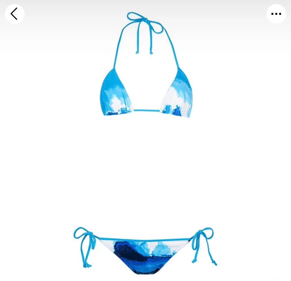 2021 NEW Women's Colorful Tie Dye Split Bikini Sky Blue Gradient Swimsuit Set