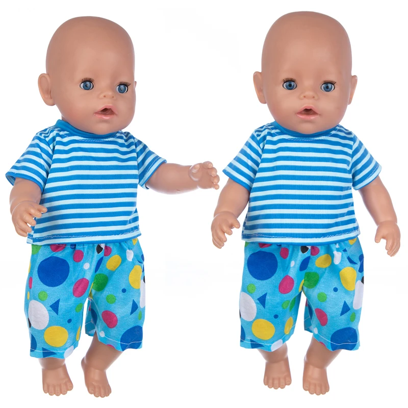 

2021 Born New Baby Fit 17 Inch 43cm Doll Clothes Accessories Doll Plaid Short Polka Dot Dress For Baby Birthday Gift