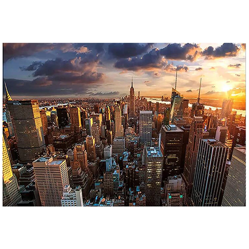 Алмазная 5D картина Нью-Йорк для творчества полноразмерная квадратная круглая