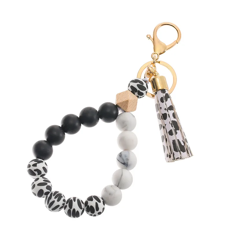 Силиконовый брелок с бусинами и кисточкой подвеска карабином браслет для женщин