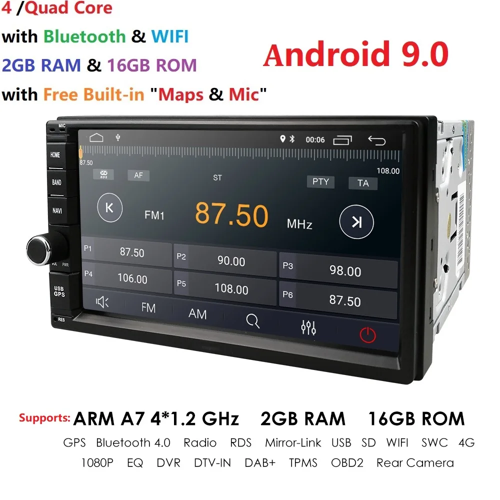 2din Android 9 0 4 ядра 2 ГБ + 16 Автомобильный мультимедийный плеер для Nissan xtrail Qashqai juke Авто