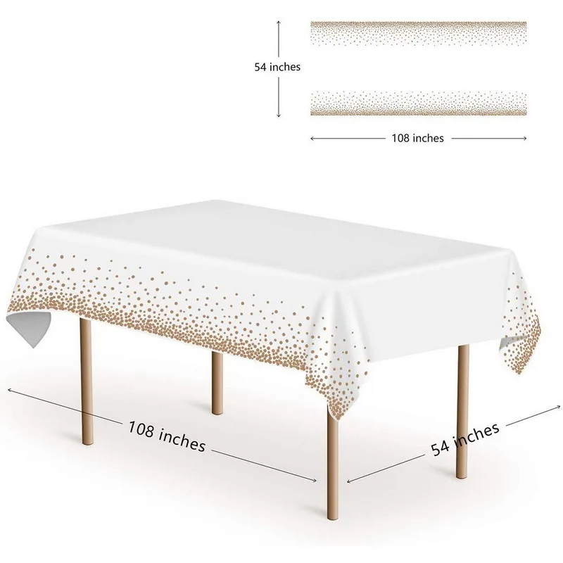 

137*274cm Rose Gold Tablecloth Gold/silver Dot table cover for adult Happy Birthday Party Supplies Wedding decorations