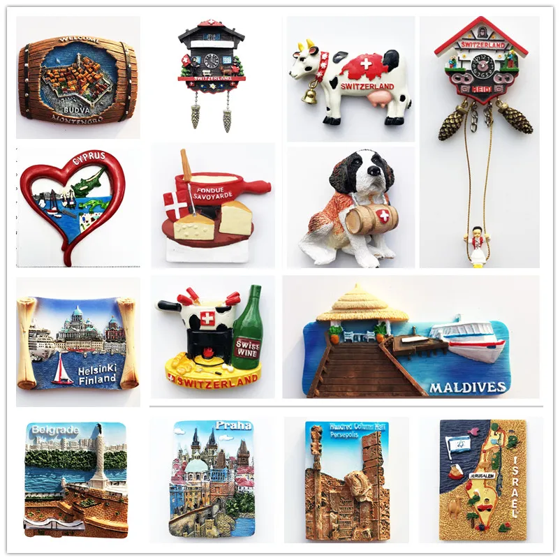 

Switzerland Czech Croatia Serbia Persia Israel Myanmar Etc. 3D Fridge Magnets Tourism Souvenir Refrigerator Magnetic Handicraft