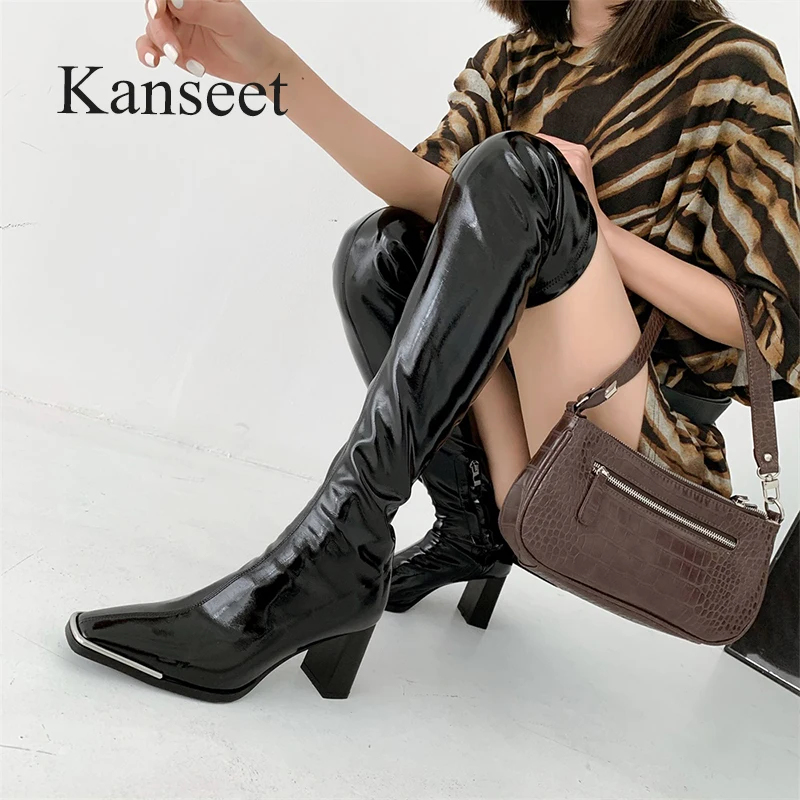 

Kanseet 2021 Boots For Women Autumn Winter New Arrival Sexy Thigh high Boots Black Over The Knee Boots Fashion High Heels Shoes