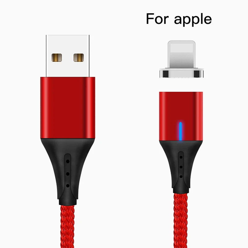 Red for Apple 5А 1 м type C микро USB кабель передачи данных Магнитный кабель для зарядки для Iphone 11pro samsung Xiaomi redmi huawei зарядное устройство Шнур для мобильного телефона - Цвет: Red for Apple