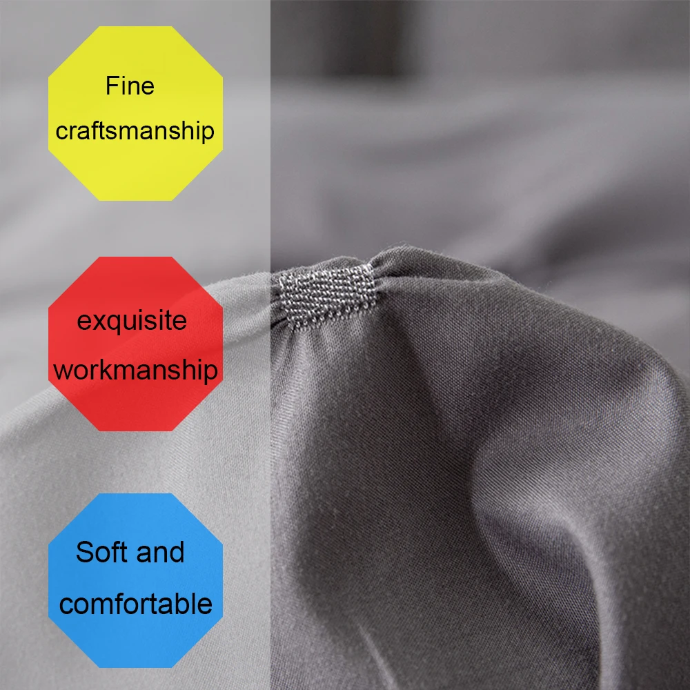 Комплект постельного белья в скандинавском стиле однотонное серое мягкое