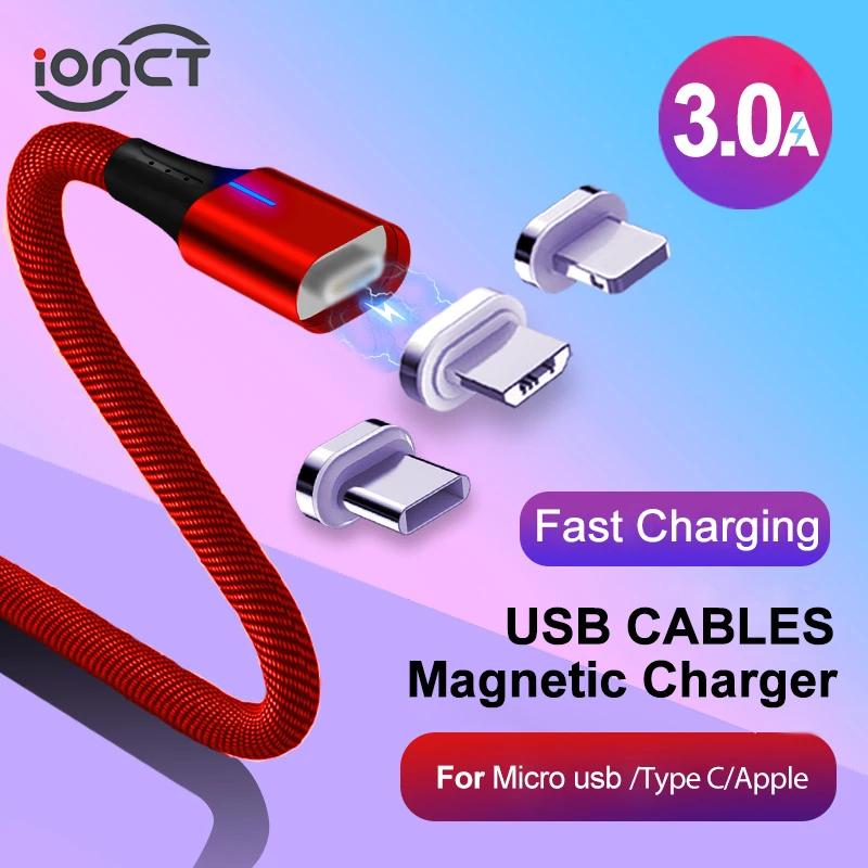 IONCT 3A Магнитный кабель Micro Usb type C QC 3 0 Быстрая Зарядка телефона Microusb магнитное