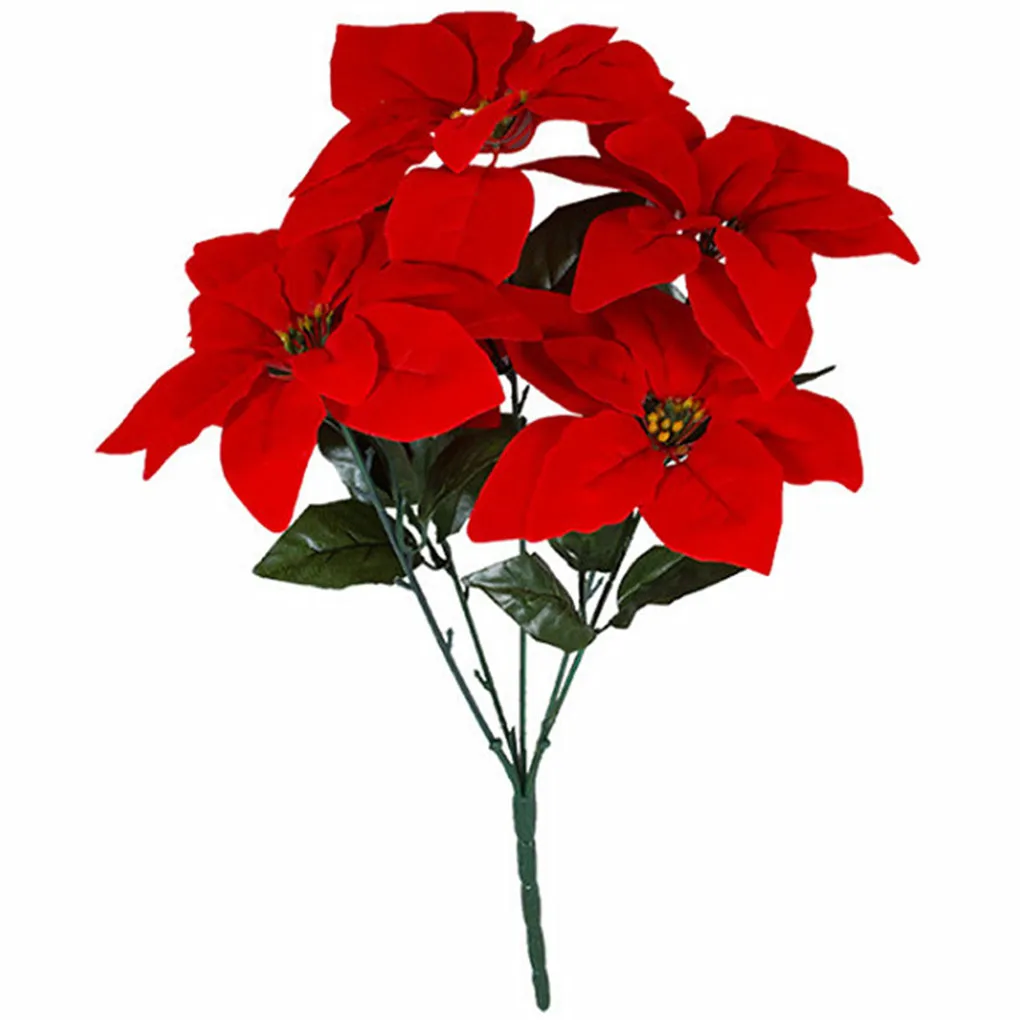 

Artificial Poinsettia Flower Home Office Fake Christmas Flower Party Event Floral Decoration