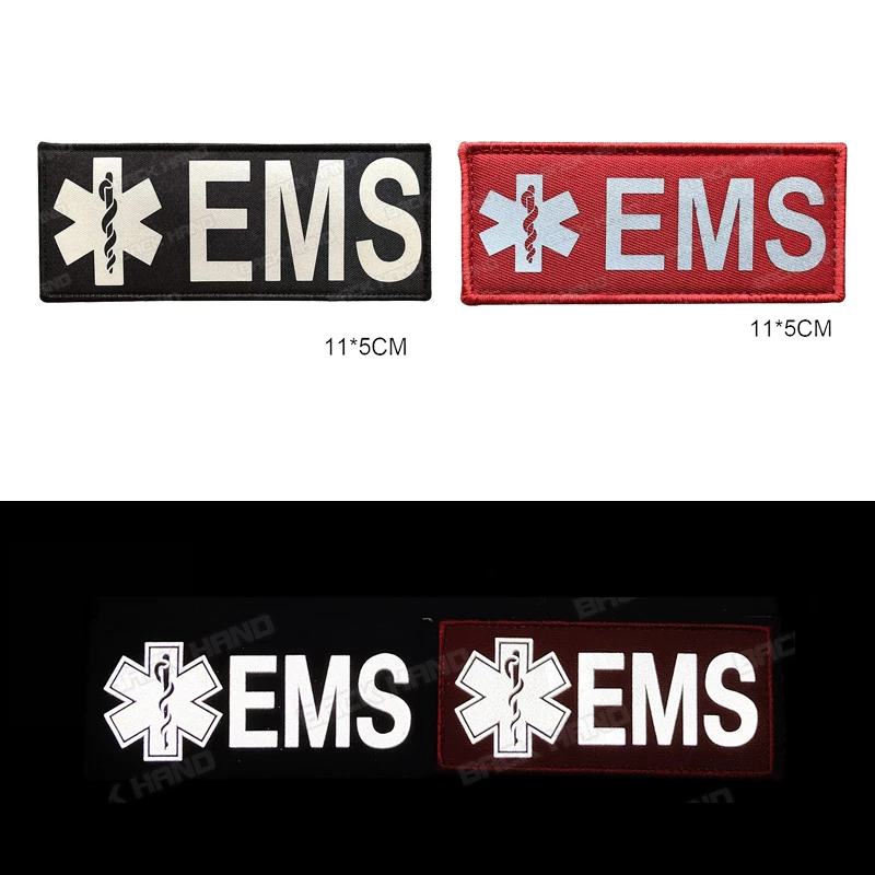 1 Pc Reflective Emergency Medical Service EMS Patch Military Combat Badge Night Recognition Chapter Backpack Hat Applique