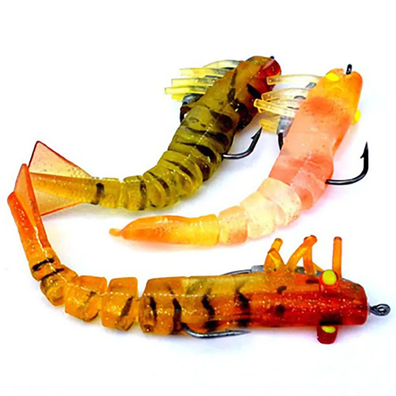 

1Pcs Simulation of Stick Shrim with Crank Hook 8.9cm 9g Fishing Artificial Bait Simulation Lifelike Prawn Soft Shrimp Bait