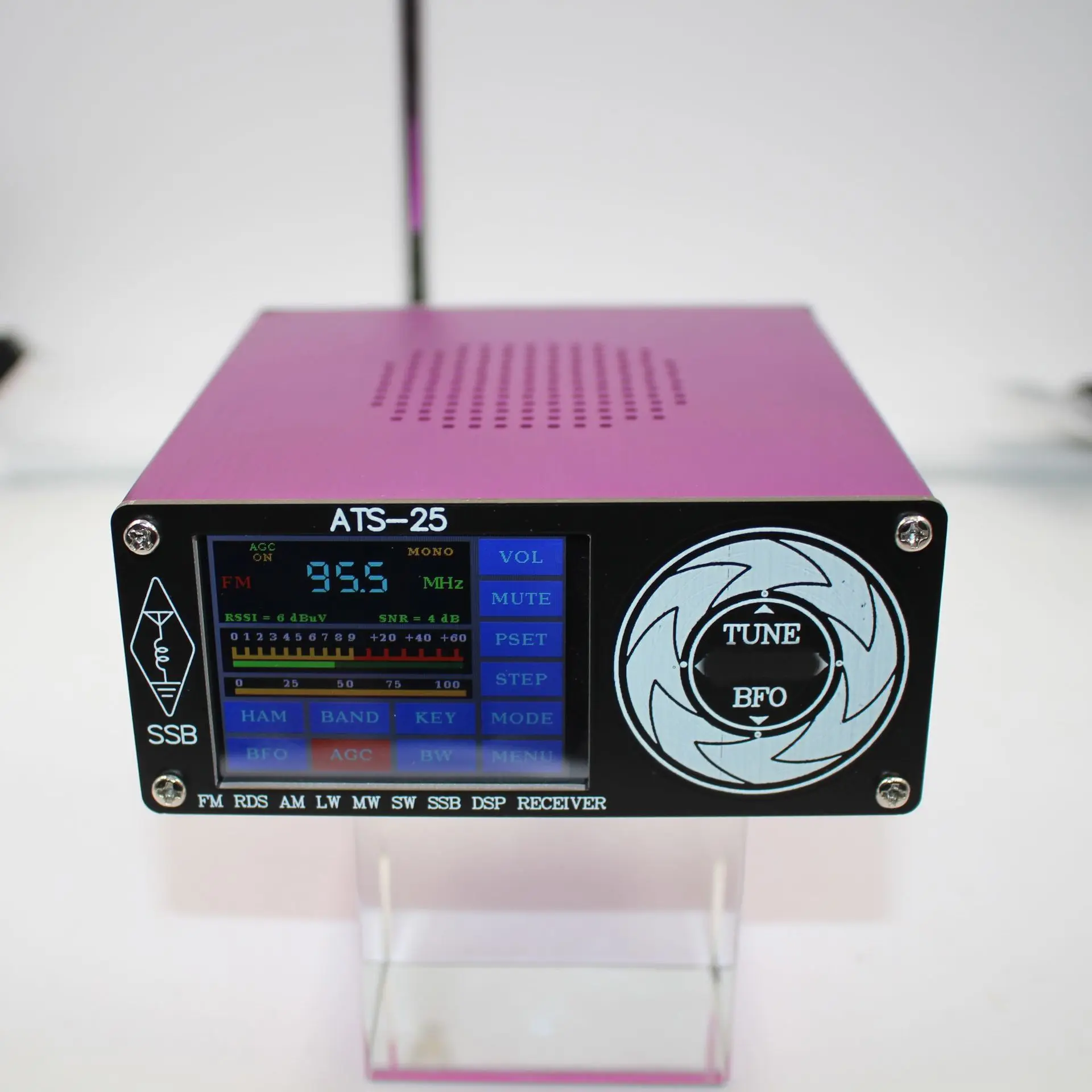 Radio de bureau ATS-25 Si4732 en alliage d'aluminium, récepteur toute bande FW LW (MW SW) SSB, écran tactile 2.4 pouces, sortie Audio stéréo 3.5mm