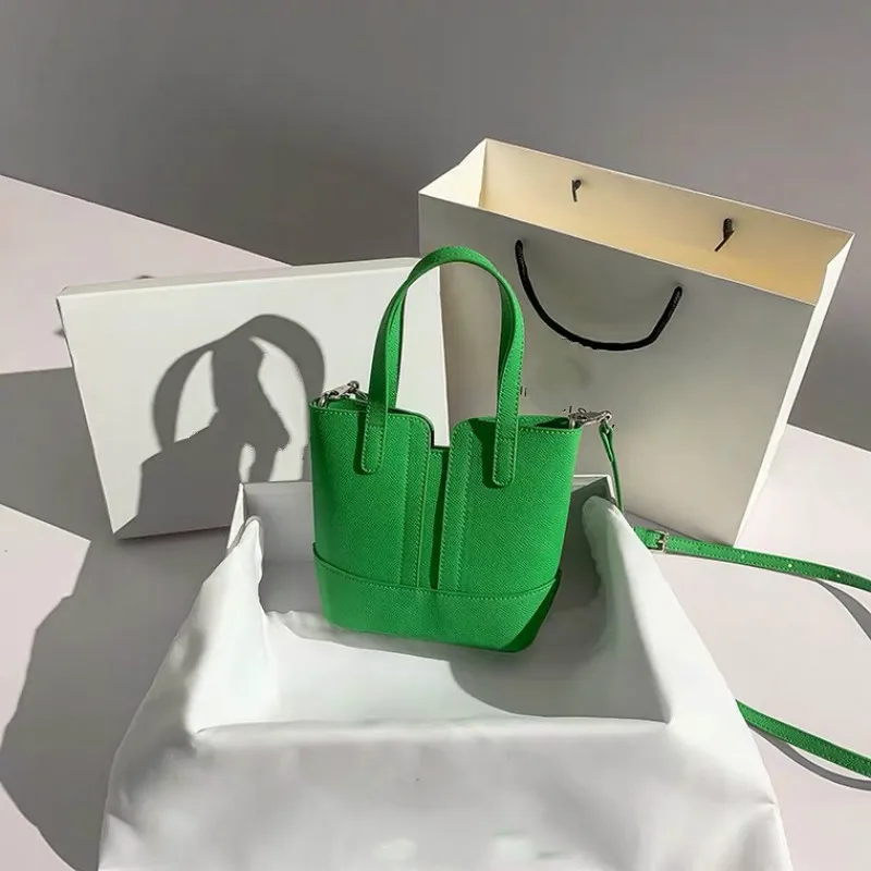 

Hiboom 2021 Genuine Leather Bucket bag Lychee Layer Suede Leather Simple Handbag Classic Shopping Bag