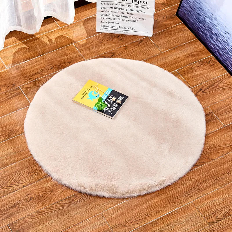 

Round carpet living room plush carpet children's bed floor mat home decoration carpet soft imitation rabbit fur pad anti-slip