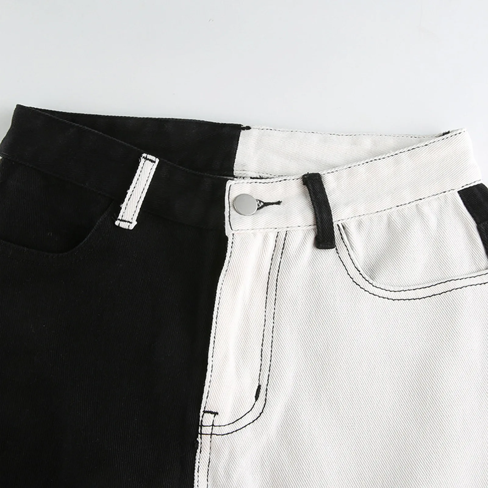 

Womens High Waisted Wide Leg Pants Straight Denim Jeans Casual Baggy Trousers 2021 Fashion Stitching Ladies Casual Jeans