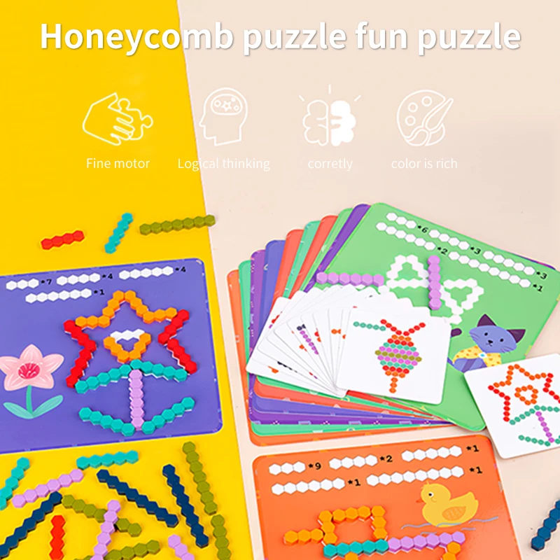 

Montessori Toys Baby Honeycomb Building Block Game Wooden Puzzle Board Games Early Education Jigsaw Puzzles Stick Assembled Toy