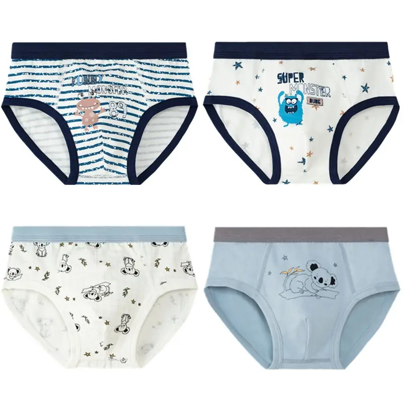 Полосатые трусы для мальчиков хлопковое нижнее белье с мультяшным рисунком