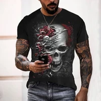 mens t shirt with 3d printed skull and zombie pattern personalized trendy streetwear oversized summer breathable top