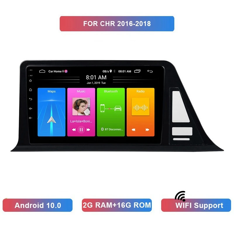 

9 Inch 2 Din Android 10.0 Car MP5 Player Stereo Radio 2+16GB Wifi Bluetooth GPS Navigation for Toyota CHR 2016-2018 EU