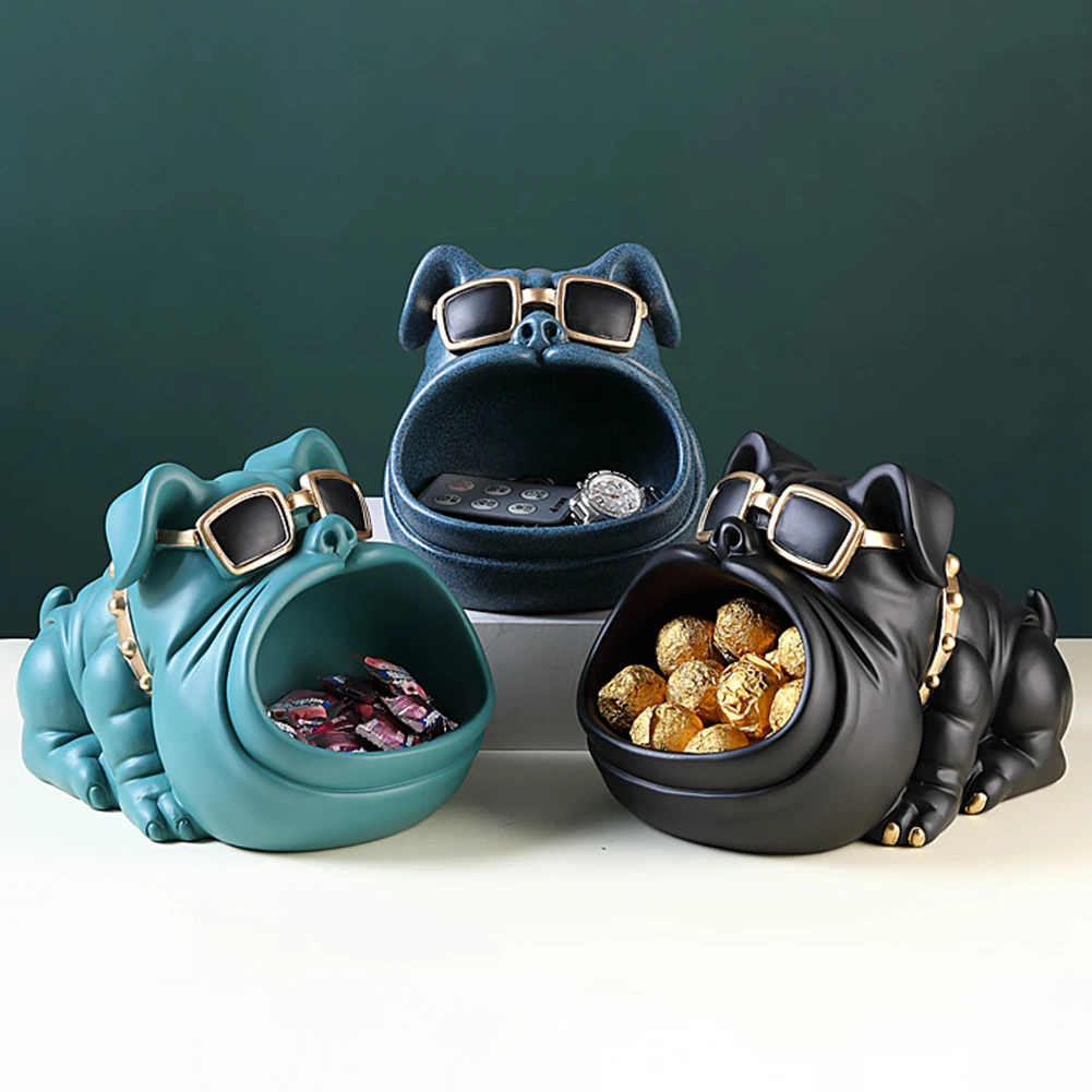 

Nordic Animal Dog Storage Tray Statue Coin Bank Sundries Sculpture Decor