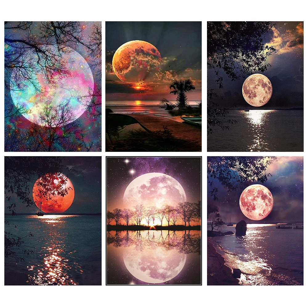 

JIEME Moon Scenery 5D Diamond Painting Kit Landscape Diamond Mosaic Sale Painting Embroidery Full Round Home Wall Decor