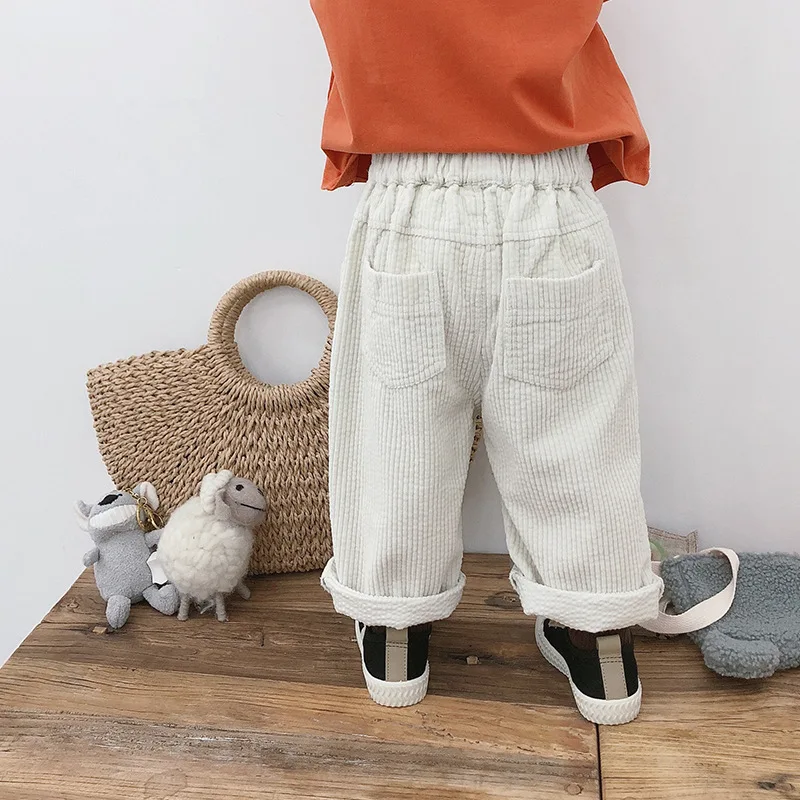 Осень 2019 повседневные вельветовые широкие брюки для маленьких мальчиков милые