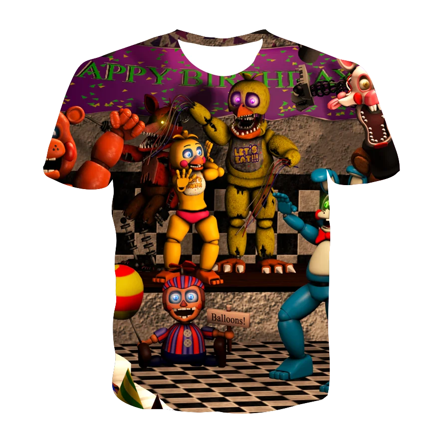 

Kids T-shirt Freddy Five Nights 3D Printing Boys and Girls T-shirts FNAF Street Fashion Round Neck Loose Edition Boys Sweatshirt