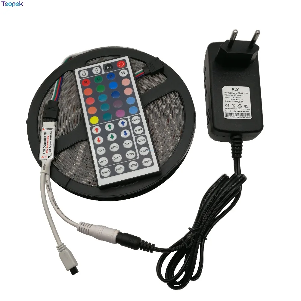 Светодиодная лента RGB 5050 5 м 10 гибкая IP20/IP65 Водонепроницаемая ИК пульт