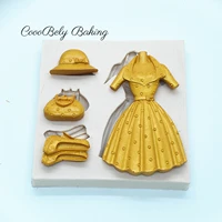 skirt silicone mold fondant cake decoration silicone mold hand made decorating hat shoes chocolate candy molds m1794